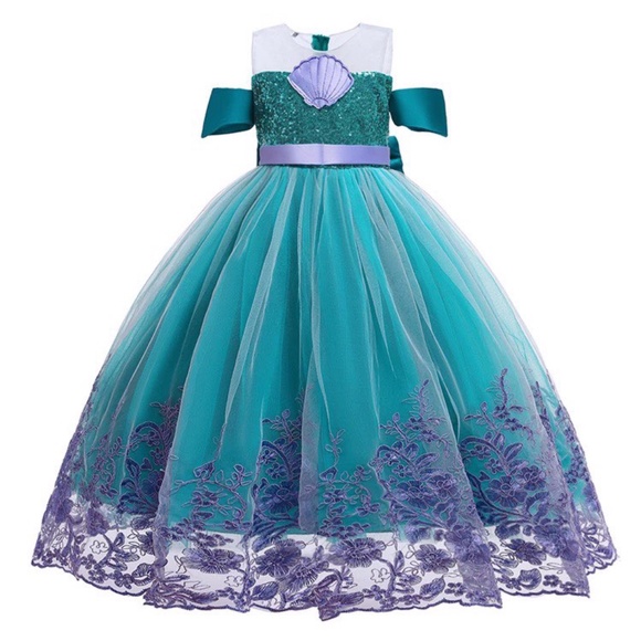 Elegant Teal and Purple Kids Formal Dress - Picture 1 of 9
